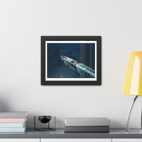 In the water - Nautical Framed Poster - Luxury Yacht at Sea Wall Art