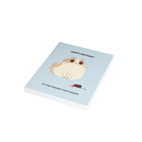 "It's the Thought That Counts" Birthday Cat Greeting Card — Birthday Greeting Card - Illustrated, Funny, Snarky, Modern