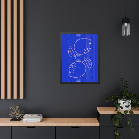 When life gives you lemons 1 - Citrus Lemon Framed Poster - Bright Blue Wall Art for Kitchen Decor