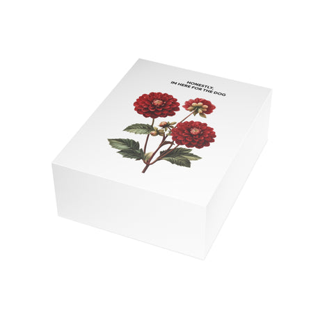 “Honestly, I’m Here for the Dog” Floral Greeting Card — Humor / Floral Greeting Card - Illustrated, beautiful, any occasion