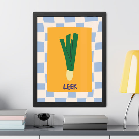 Whimsical Leek Framed Poster - Kitchen Art for Food Lovers