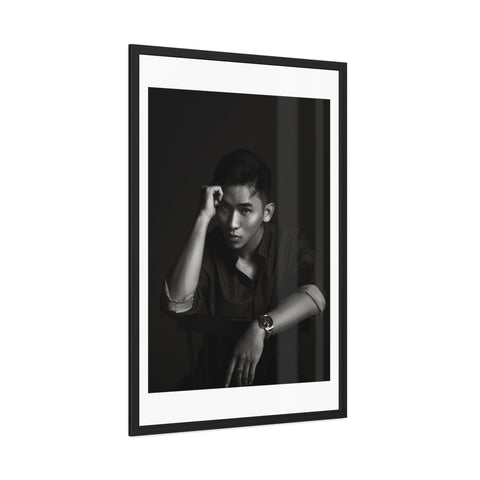 Male Portrait 1 - Elegant Framed Poster - Black and White Portrait for Modern Décor