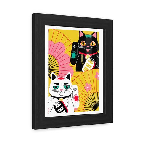 Japanese Garden 4 - Colorful Cat Framed Posters - Lucky Charm Wall Art for Cat Lovers