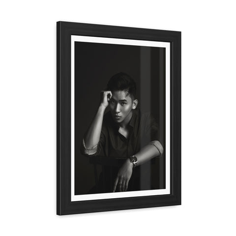 Male Portrait 1 - Elegant Framed Poster - Black and White Portrait for Modern Décor