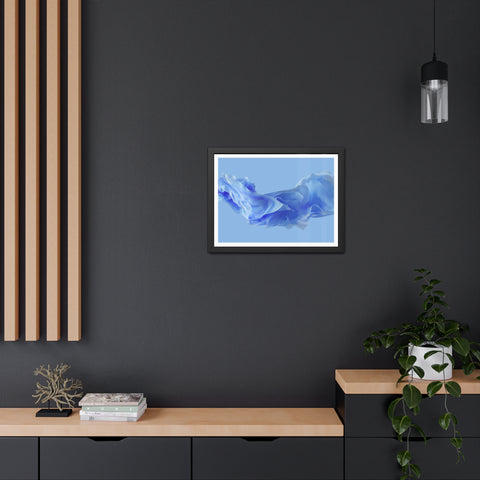 Foldable Study - Serene Blue Abstract Framed Poster - Modern Wall Art Decor for Calm Spaces