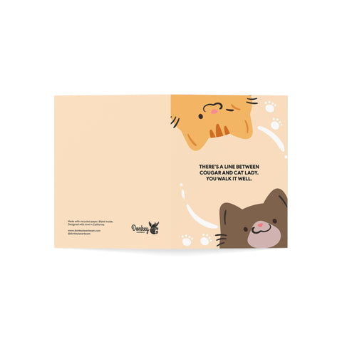 "There's a Line Between Cougar and Cat Lady" Greeting Card — Humorous Greeting Card - Illustrated, Funny, Snarky, Modern