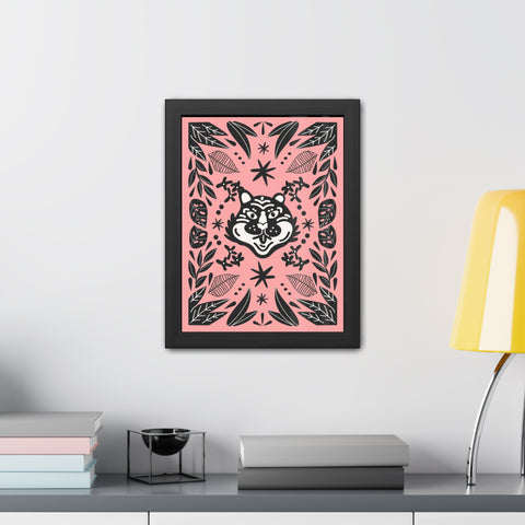 Mirror 3 - Whimsical Wolf Framed Poster - Playful Nature-Inspired Wall Art