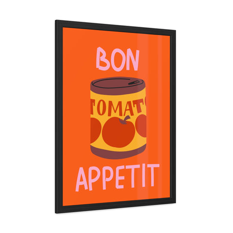 Bon Appetit Tomato Can Framed Poster - Fun Kitchen Decor for Food Lovers