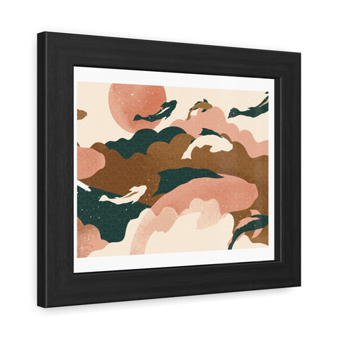 Koi Wind 2 - Artistic Framed Posters: Serene Dolphin & Sunset Wall Decor