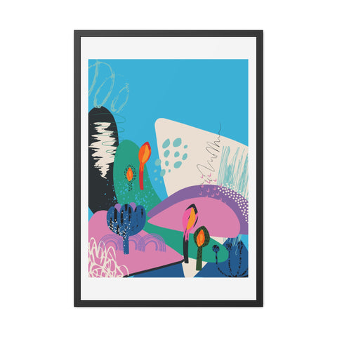 Ericsson 2 - Vibrant Framed Poster Art – Colorful Abstract Landscape