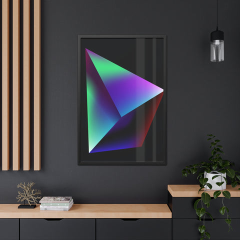 Omega 3 - Minimalist Geometric Framed Poster - Vibrant 3D Triangle Art for Modern Decor