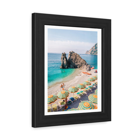 Coastal Beach Umbrellas - Framed Poster Art - Bright Summer Vibes