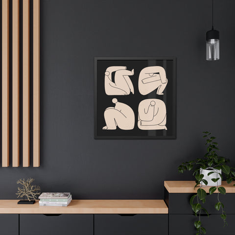 Boxed - Modern Minimalist Framed Art Poster - Abstract Human Figures