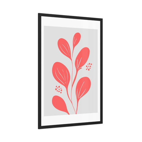 Stratica 3 - Modern Framed Floral Poster - Coral Leaf Design for Home Décor