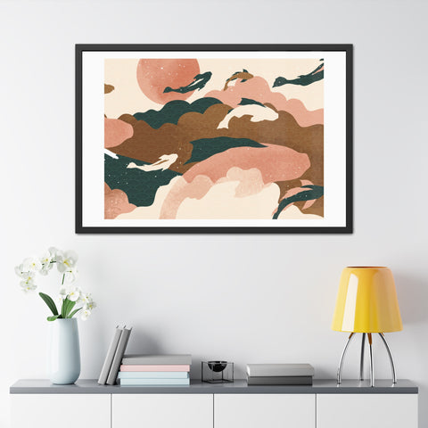 Koi Wind 2 - Artistic Framed Posters: Serene Dolphin & Sunset Wall Decor