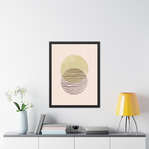 Blend 1 - Modern Minimalist Framed Poster – Abstract Green and Beige Art
