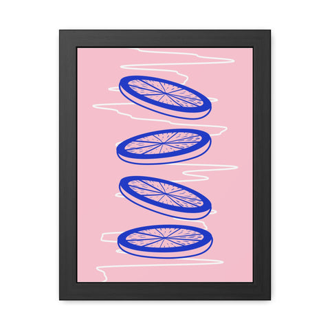 When life gives you lemons 6 - Trendy Framed Poster - Vibrant Blue Citrus Slices Art for Modern Home Decor