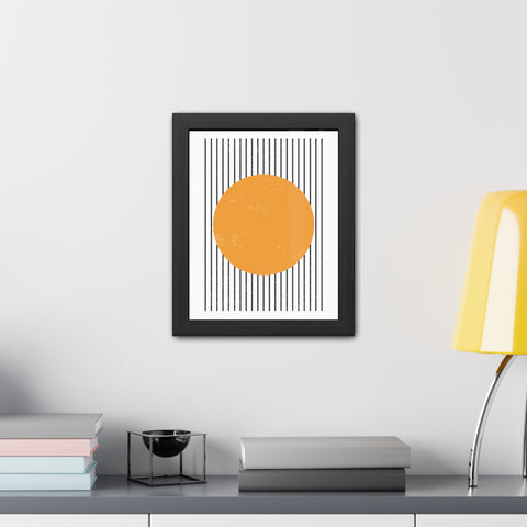 Ink Stamp 1 - Modern Geometric Framed Poster - Minimalist Art with Yellow Circle