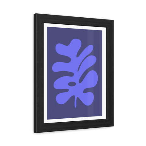 Stratica 7 - Modern Botanical Framed Poster - Abstract Blue Leaf Design for Home Decor