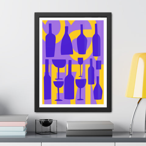 Sonoma 1 - Colorful Wine Bottles Framed Poster | Modern Art for Home Decor
