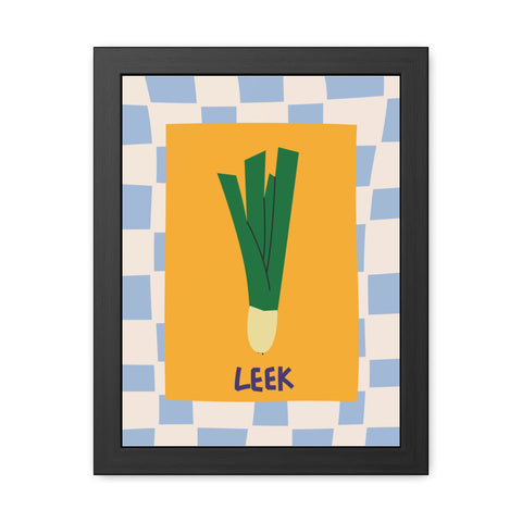 Whimsical Leek Framed Poster - Kitchen Art for Food Lovers