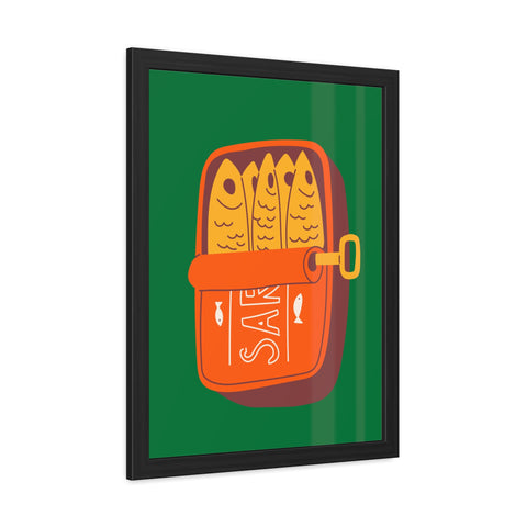 Whimsical Sardines Can Framed Poster – Quirky Wall Art for Foodies and Home Decor