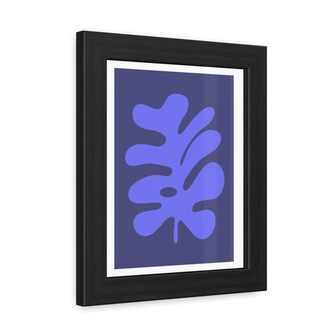 Stratica 7 - Modern Botanical Framed Poster - Abstract Blue Leaf Design for Home Decor