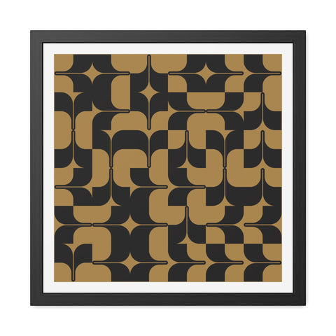 Streaks - Modern Geometric Framed Poster - Black & Gold Abstract Wall Art