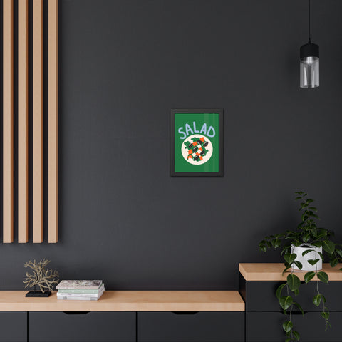 Whimsical Salad Framed Poster - Fun Kitchen Decor for Food Lovers