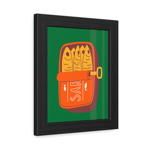 Whimsical Sardines Can Framed Poster – Quirky Wall Art for Foodies and Home Decor