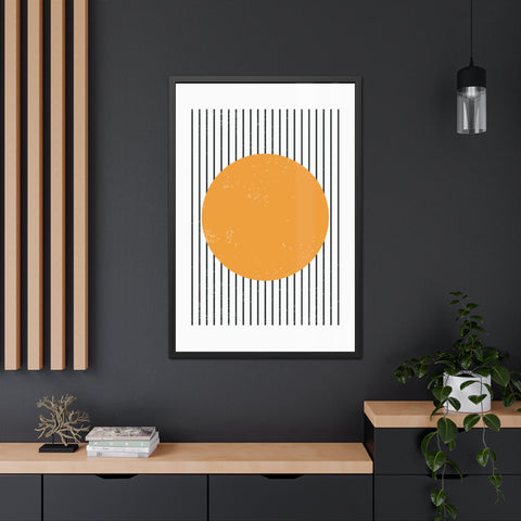 Ink Stamp 1 - Modern Geometric Framed Poster - Minimalist Art with Yellow Circle