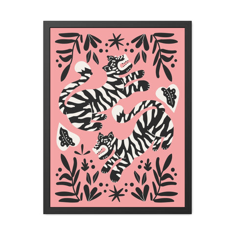Mirror 4 - Playful Tiger Framed Poster Art for Animal Lovers - Vibrant Wall Decor