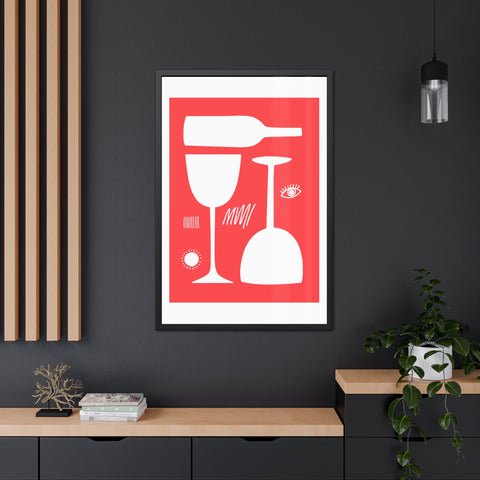Wine Country 5 - Modern Abstract Framed Poster - Wine Glass & Bottle Art