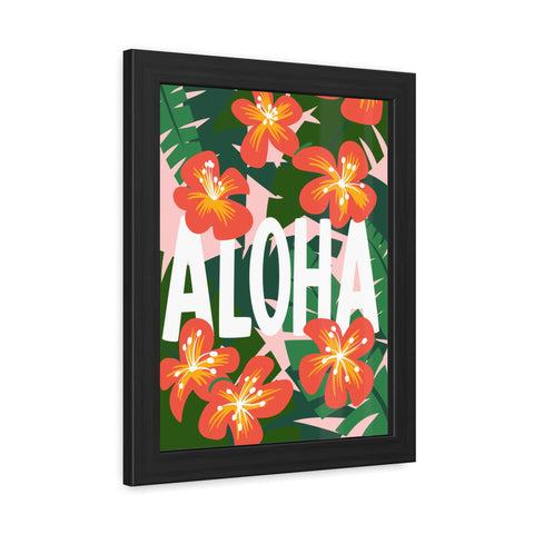Aloha - Tropical Framed Poster - Bright Floral Wall Art for Home Décor