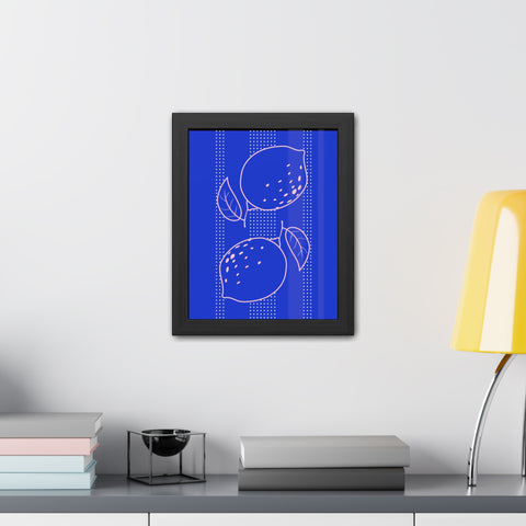When life gives you lemons 1 - Citrus Lemon Framed Poster - Bright Blue Wall Art for Kitchen Decor