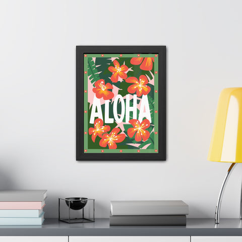Aloha - Tropical Framed Poster - Bright Floral Wall Art for Home Décor