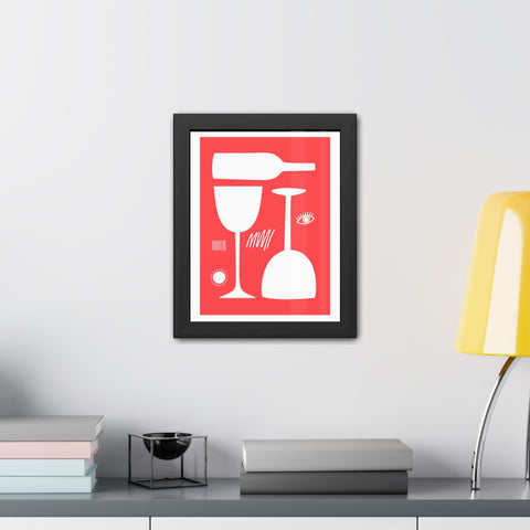 Wine Country 5 - Modern Abstract Framed Poster - Wine Glass & Bottle Art