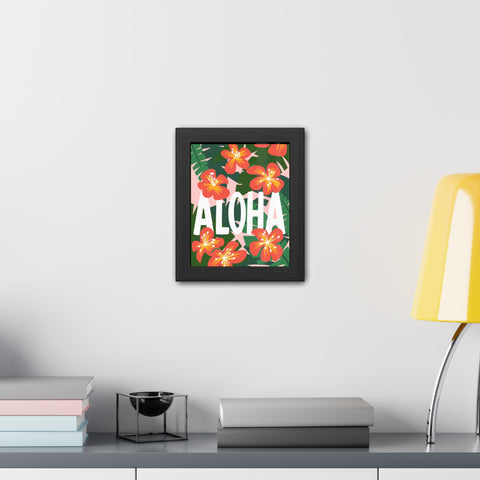 Aloha - Tropical Framed Poster - Bright Floral Wall Art for Home Décor