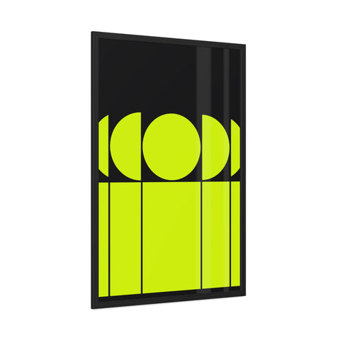Modernica 1 - Modern Geometric Framed Poster - Bright Yellow and Black Wall Art for Contemporary Decor
