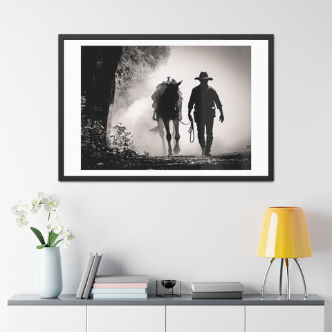 Cowboy & Horse Framed Poster - Rustic Wall Art for Equestrian Lovers
