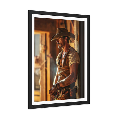 Cowboy 1 - Rustic Western Framed Poster - Cowboy Wall Art for Home Decor
