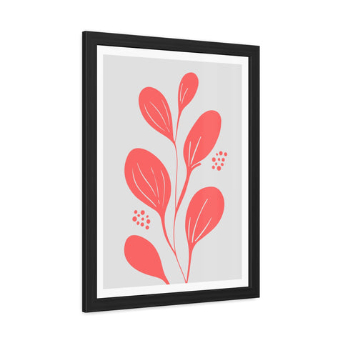 Stratica 3 - Modern Framed Floral Poster - Coral Leaf Design for Home Décor