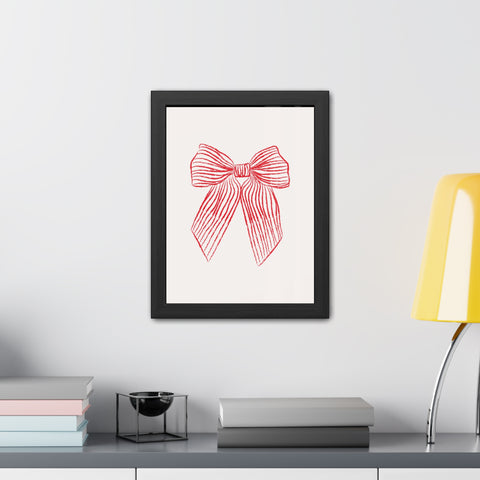 With a bow 1 - Elegant Red Ribbon Framed Poster | Holiday Decor & Gift