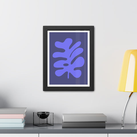 Stratica 7 - Modern Botanical Framed Poster - Abstract Blue Leaf Design for Home Decor