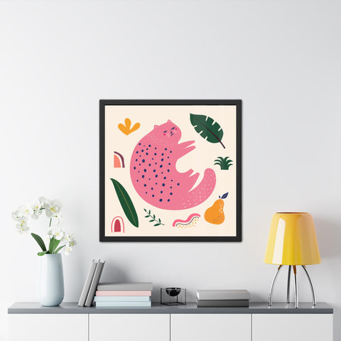 Cat lounger 1 - Whimsical Cat Framed Poster - Playful Wall Art for Cat Lovers