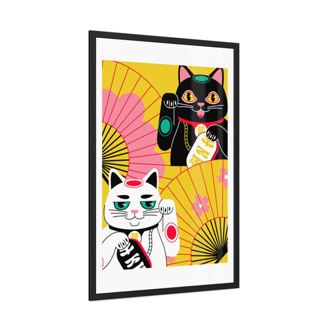 Japanese Garden 4 - Colorful Cat Framed Posters - Lucky Charm Wall Art for Cat Lovers