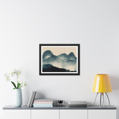 Foggy Morning 1 - Serene Mountain Framed Poster – Perfect Wall Art for Nature Lovers