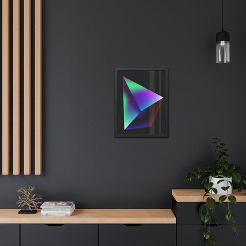 Omega 3 - Minimalist Geometric Framed Poster - Vibrant 3D Triangle Art for Modern Decor