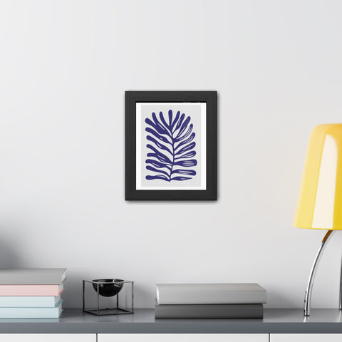 Stratica 4 - Modern Botanical Framed Poster - Navy Leaf Design
