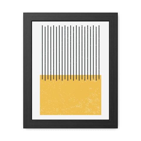 Ink Stamp 4 - Modern Minimalist Framed Poster - Abstract Yellow and Black Design